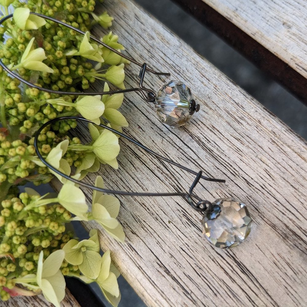 Vintage Crystal Kidney Wire Earrings - Picture 2 of 4
